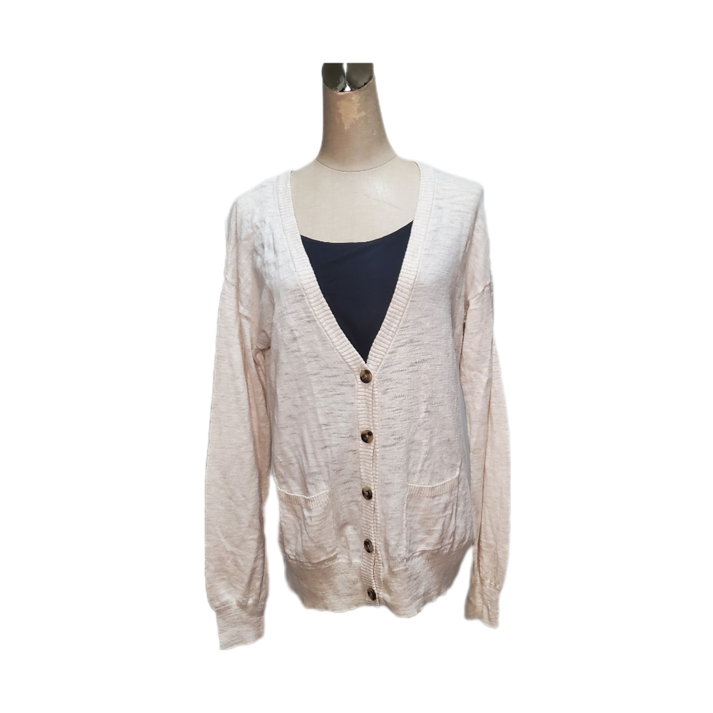 Arizona Women’s Beige Cardigan Sweater Sz L